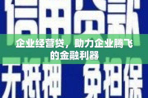 察右后旗企业经营贷，助力企业腾飞的金融利器